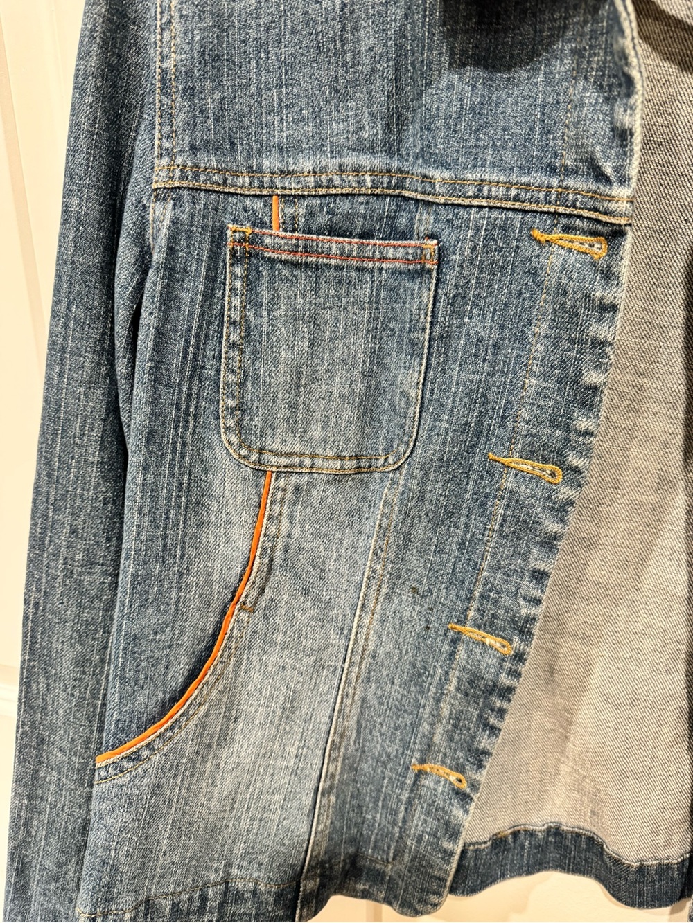 Sigrid Olsen Blue Denim Jacket with Subtle Orange Trim - Picture 3 of 7